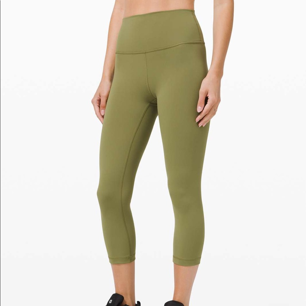 Lululemon Wunder Train High Rise Crop 21” Bronze Green, size 6, worn once.